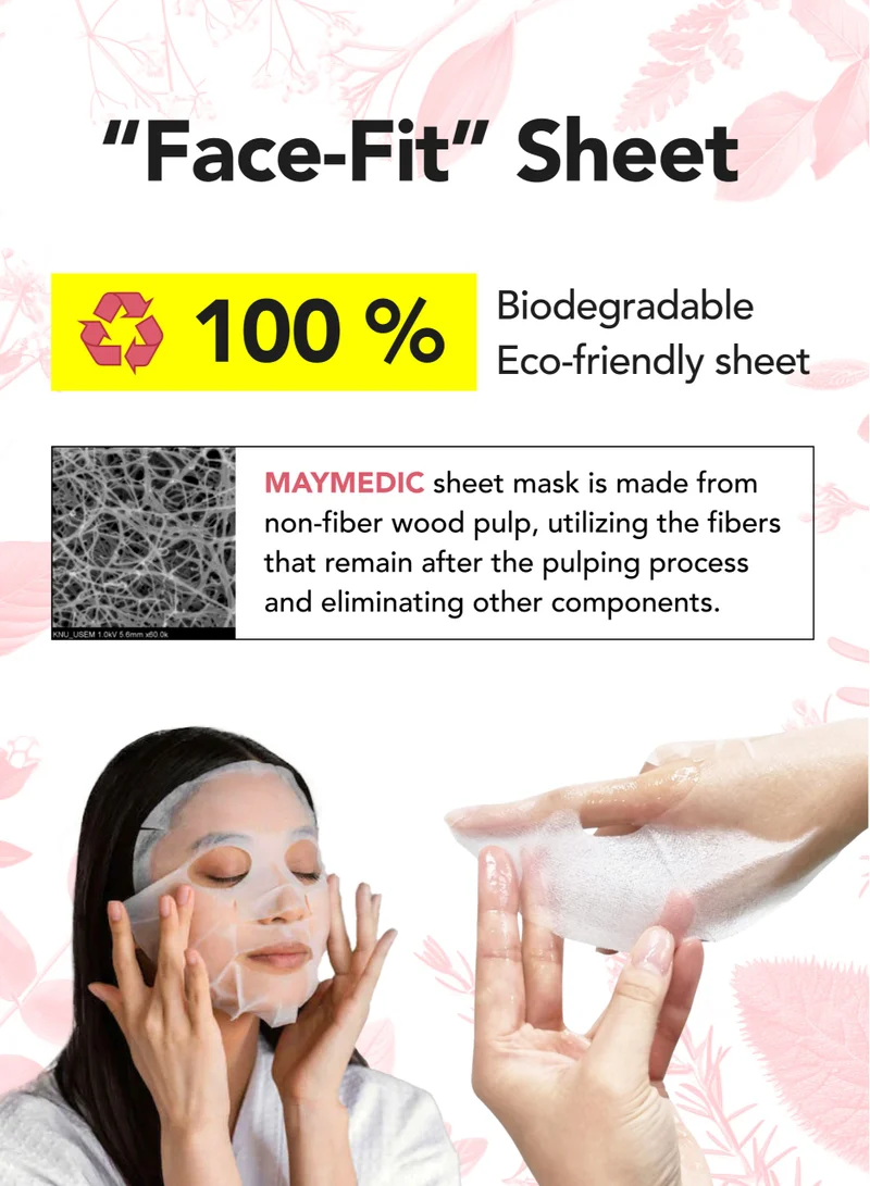 maymedic Korean Face Sheet Mask with Collagen 5 pcs - Natural Beauty Skincare For All Skin Types - Firming Mask for Women & Men