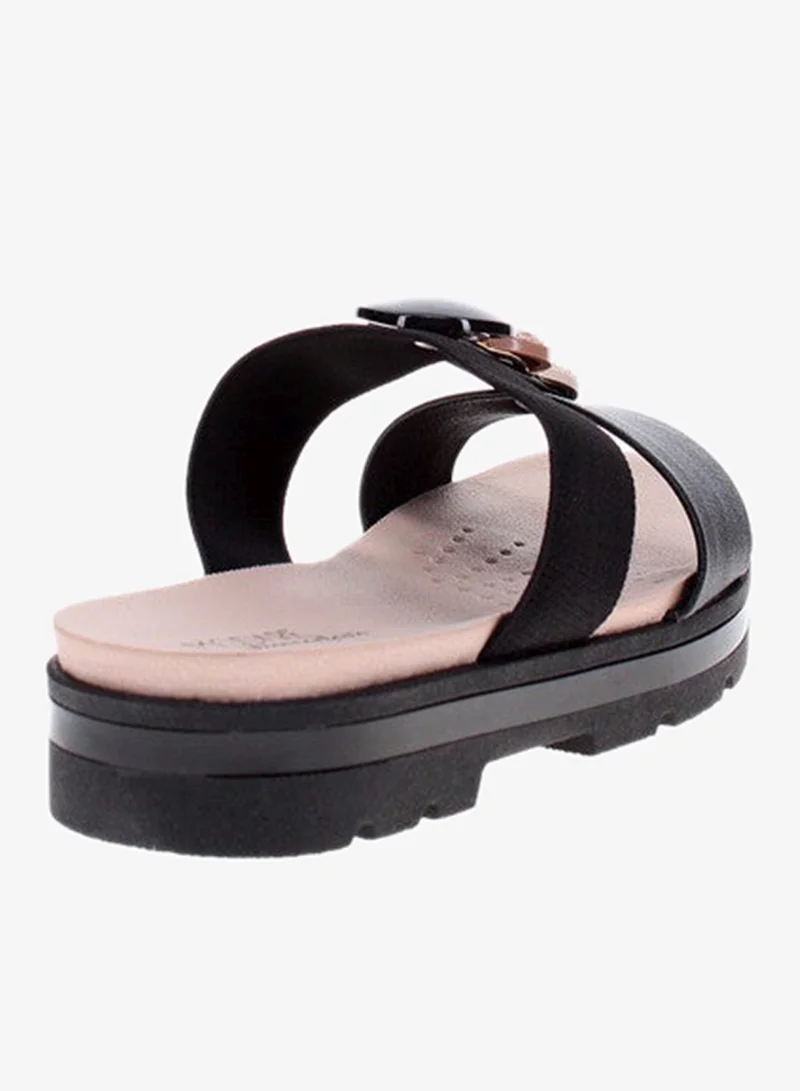 Modare Black Flat Sandals for Women – Stylish Ladies Flat Sandals & Comfortable Flat Slippers for Women | Best Price UAE