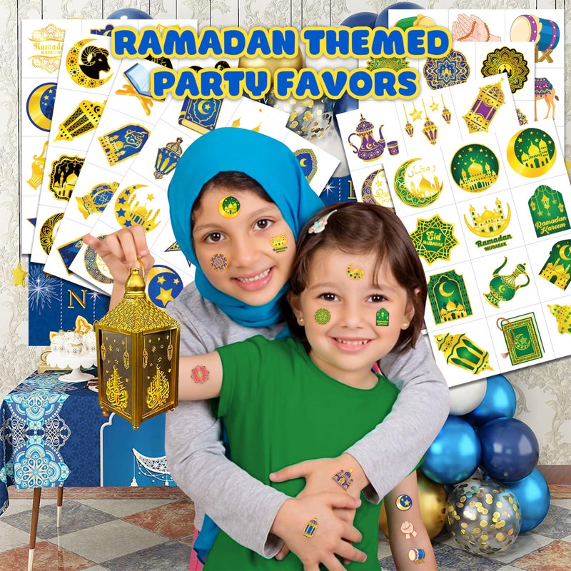 91TATTOOS 120 PCS Happy Ramadan Mubarak Eid Al Fitr Pre-Cut Temporary Tattoos for Kids | Super Cute Themed Birthday Party Favors, Supplies, Decorations, Fake Tattoo Stickers, School Rewards & Gifts Boys & Girls - Image 2