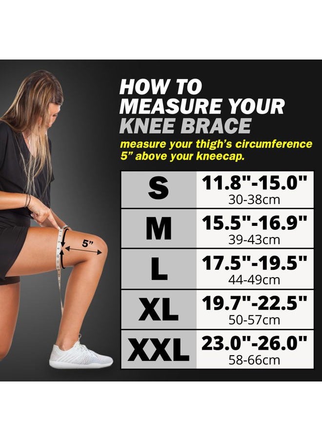 POWERLIX - Knee Compression Sleeve (Pair) - Best Knee Brace for Knee Pain for Men & Women – Knee Support for Running, Basketball, Volleyball, Weightlifting, Gym, Workout, Sports - (Black M) - Image 1
