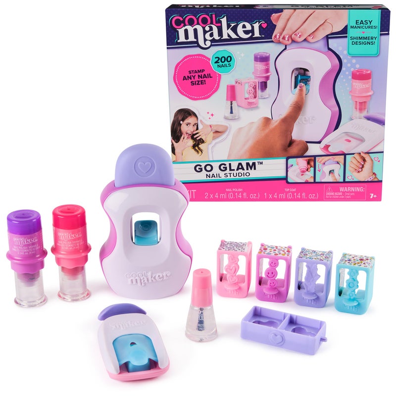 كوول مايكر Cool Maker Go Glam Studio Nail Kit Style 200 Nails 4 Designs 2 Approacts & Mask (Mask Mask Mass (التغليف قد تختلف) الفنون والحرف للأعمار 7 وما فوق - Image 1