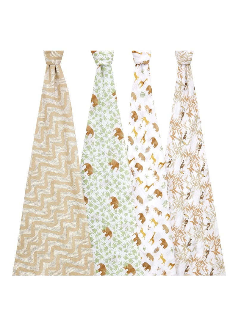 aden + anais - Essentials Muslin Swaddle Blankets For Baby Girls And Boys, Newborn Receiving Blanket For Swaddling, 100% Cotton Baby Swaddle Wrap, 4 Pack, Tanzania - Image 1