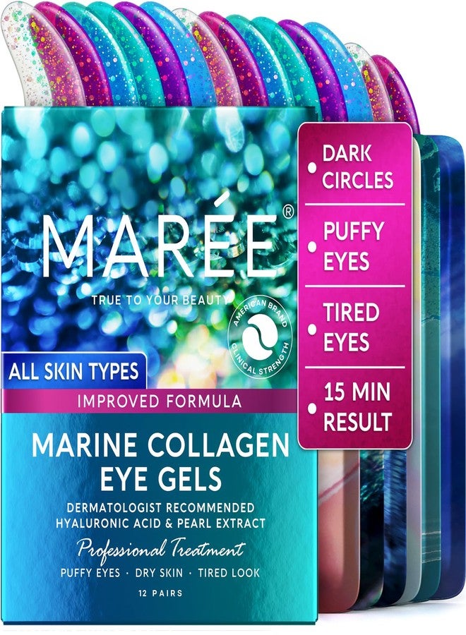 MAREE Under Eye Patches for Puffy Eyes and Dark Circles – Under Eye Mask with Collagen & Hyaluronic Acid – Undereye Mask Patches for Women – Parches para Ojeras Puffiness & Under Eye Bags | 12 Pair - Image 1