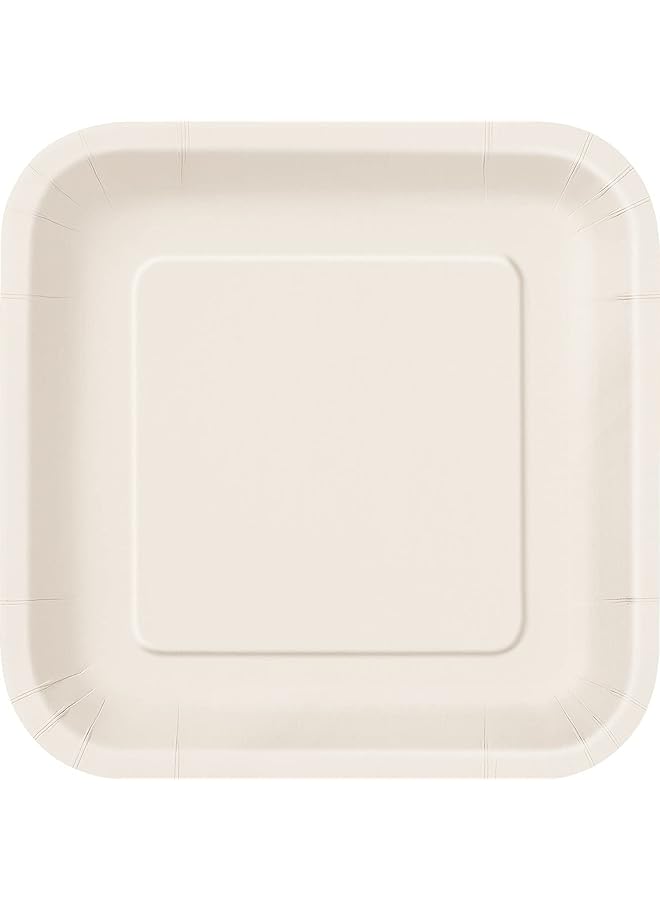 Raxoom Square Paper Plates 14 Pieces Set, 9 Inch Size, Ivory - Image 1