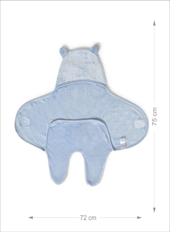 Mi Arcus Ultra Soft Knitted Light Fur Plush Warm Blanket Wrapper for Baby Boys Girls 0-6 M- Light Blue 75x72 cm - Image 3