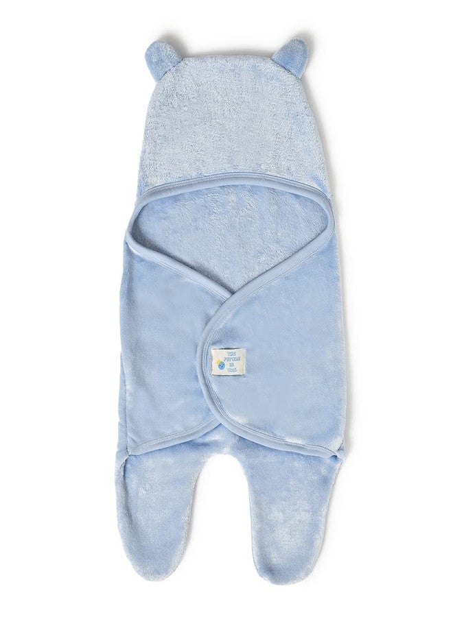 Mi Arcus Ultra Soft Knitted Light Fur Plush Warm Blanket Wrapper for Baby Boys Girls 0-6 M- Light Blue 75x72 cm - Image 2