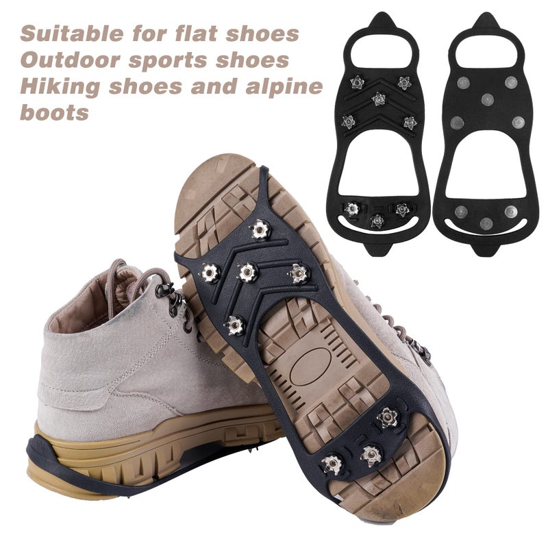 WBCBEC 2 Pairs Non Slip Gripper Spike Ice Traction Cleats Walk Traction Cleat Durable Ice Snow Grips for Shoes, Boot with 8 Steel Studs Crampons - Image 5