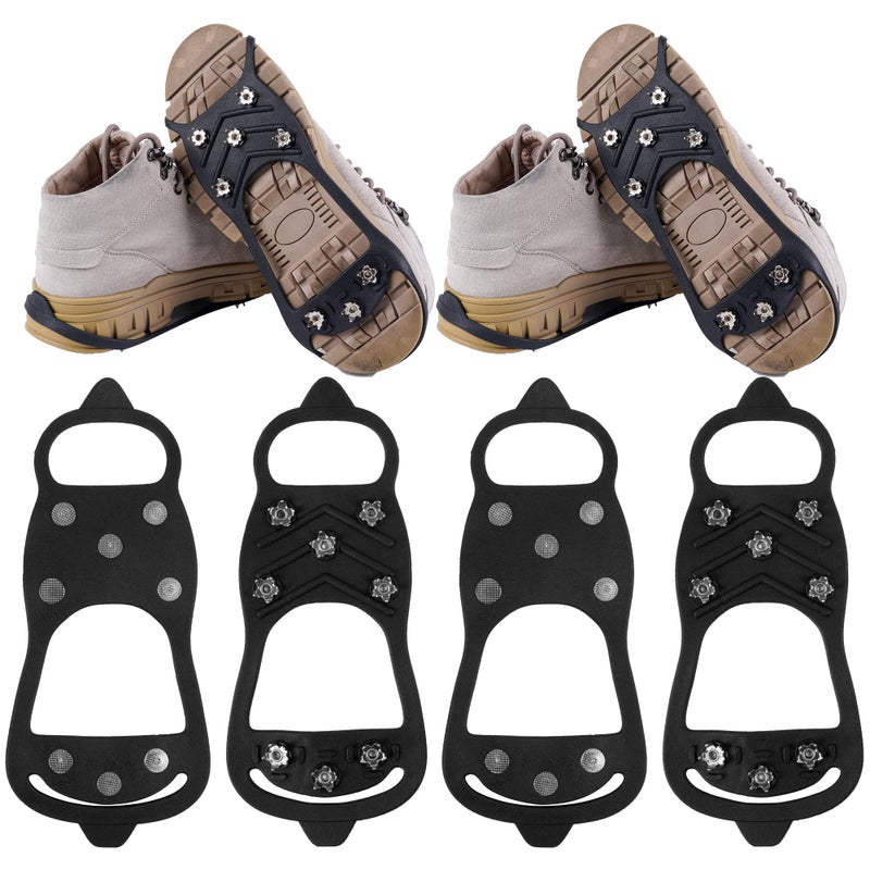 WBCBEC 2 Pairs Non Slip Gripper Spike Ice Traction Cleats Walk Traction Cleat Durable Ice Snow Grips for Shoes, Boot with 8 Steel Studs Crampons - Image 1