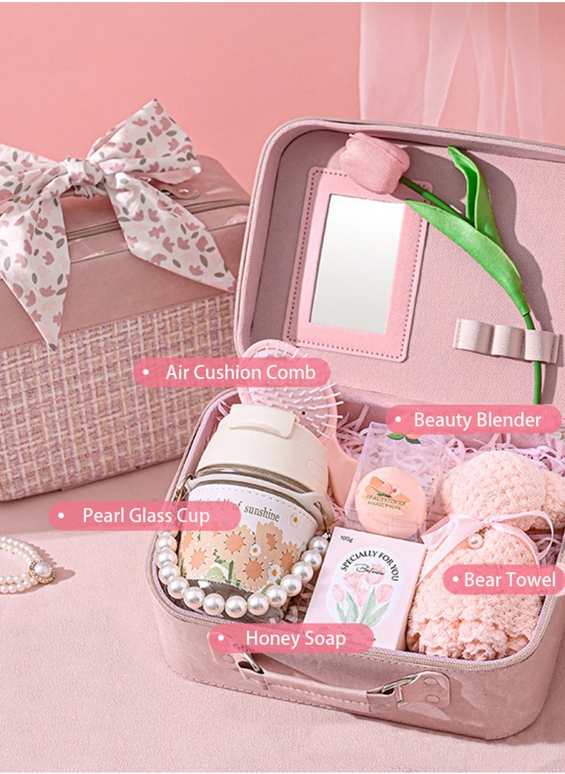 Generic ﻿Birthday gift for Ladies Handmaid of honor gift box makeup bag Wedding gift Bride Wedding Air Cushion Massage Comb Beauty Blender Pearl Handle Glass Bottle Towel Soap - Y19 ﻿  - Image 1