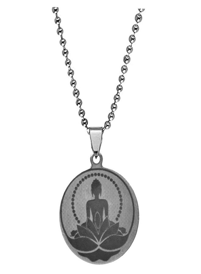 AFH Lord Buddha on Lotus Design stainless Steel Necklace Pendent for Men, Women