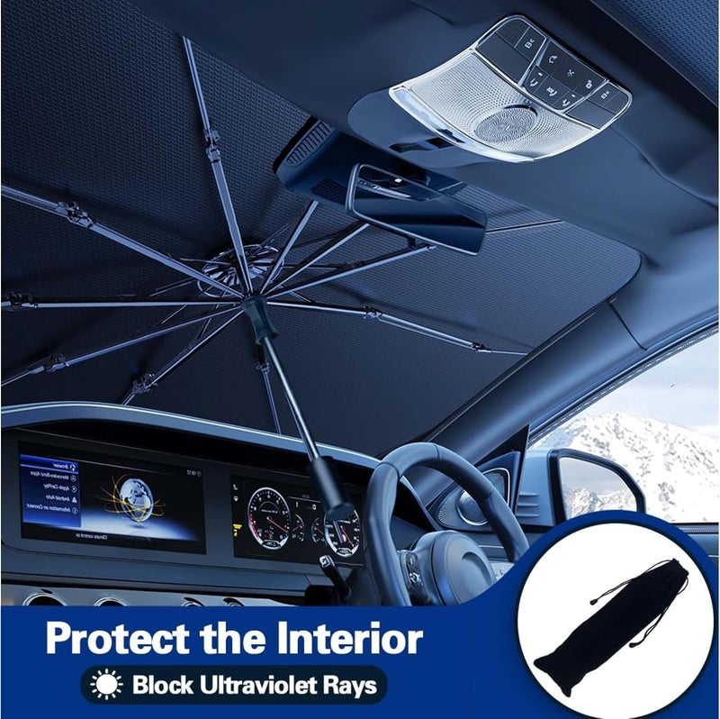 BLUE OCEAN Car Windshield Sun Shade Umbrella - Foldable Front Windscreen Sunshade, UV Heat Block, Universal Fit for Car SUV Truck Van - Image 2