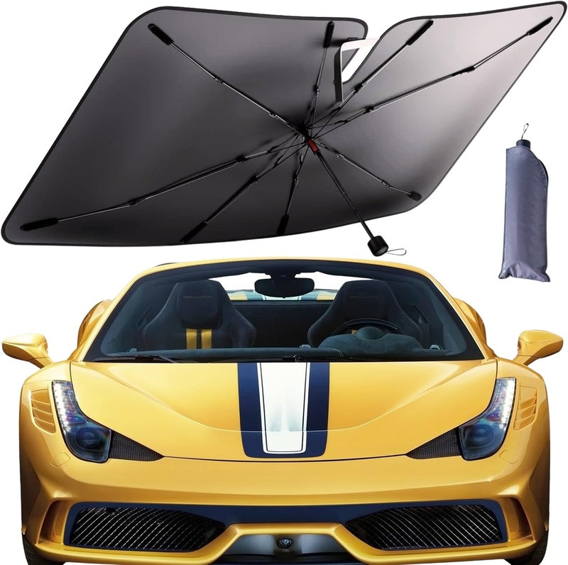 BLUE OCEAN Car Windshield Sun Shade Umbrella - Foldable Front Windscreen Sunshade, UV Heat Block, Universal Fit for Car SUV Truck Van - Image 1