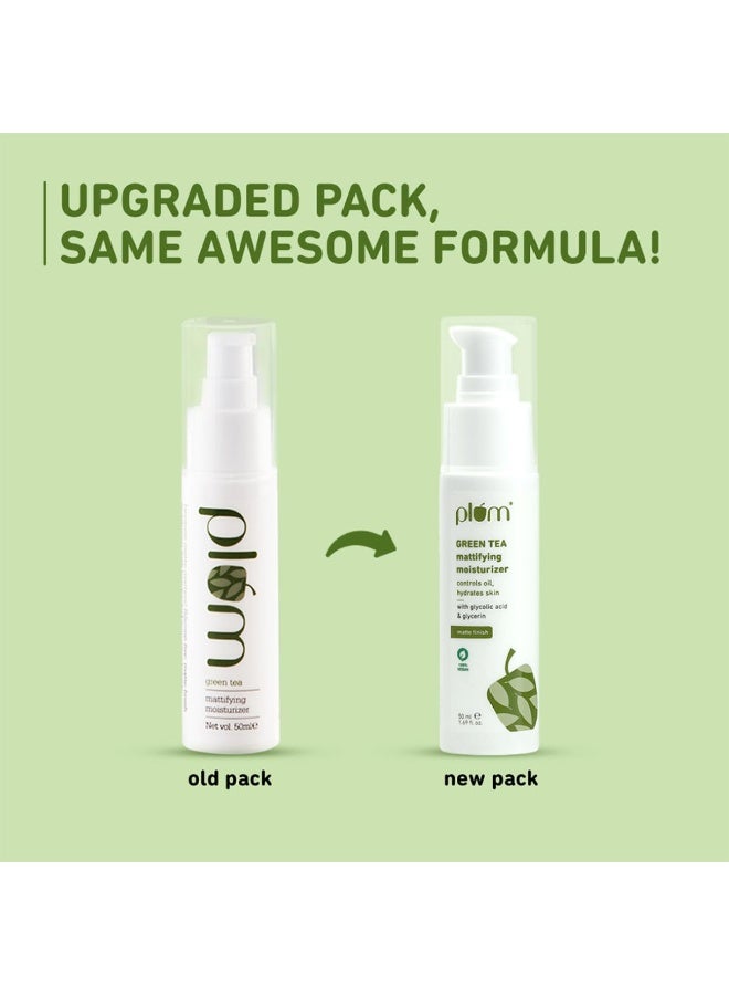 Plum Green Tea Mattifying Face Moisturizer with Glycolic acid 50ml | Controls Oil & Hydrates Skin | Non-Sticky Moisturizer for Women & Men | 50ml - Image 2