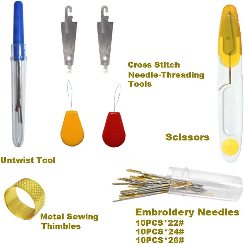 Renashed Embroidery Floss Thread Kit 100％ Cotton Floss Bobbins and Cross Stitch Kit Bracelets Floss Crafts Floss (96 Color) - Image 2