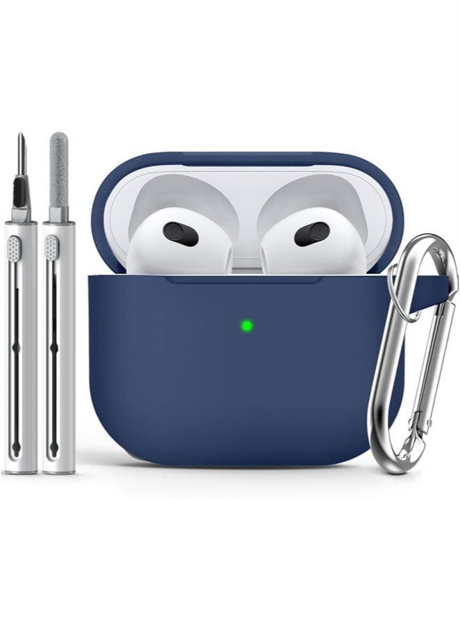 كينسو غطاء لحافظة AirPods 4 مع مجموعة تنظيف، غطاء سيليكون ناعم لحماية AirPods 4 مع سلسلة مفاتيح (أزرق) - Image 1