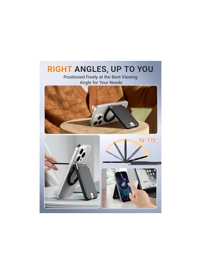 Green Tiger Magnetic Phone Wallet for Mag-Safe, Strong Magnetic Card Holder with Adjustable Bracket, Holds 3 Cards Securely, Slim and Stylish Black Design, Perfectly Compatible with iPhone Models - Image 3