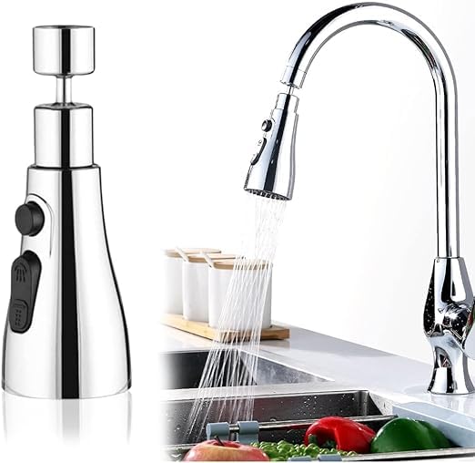 Whixant Kitchen Faucet Head Replacement 3Function Pull Down Sink Sprayer Attachment for Faucet Pull Out Spray Head for Kitchen 360 Rotating Faucet Head for Kitchen Sink - Image 1