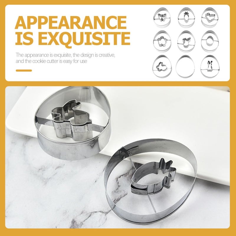9pcs Reusable Stainless Steel Cookie Cutter Set for Easter Holiday Baking Supplies - Image 4