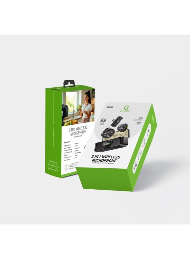 كيفكس ميكروفون لافالير لاسلكي لأجهزة iPhone/Android، ميكروفون صغير مع حافظة شحن، مشبك مغناطيسي، ، ميكروفون مكثف للبث المباشر، تسجيل الفيديو، تيك توك ويوتيوب - Image 1