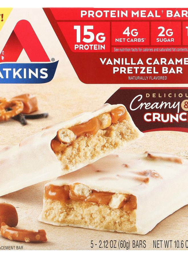 Protein Meal Bar Vanilla Caramel Pretzel 5 Bars 2.12 oz (60 g) Each