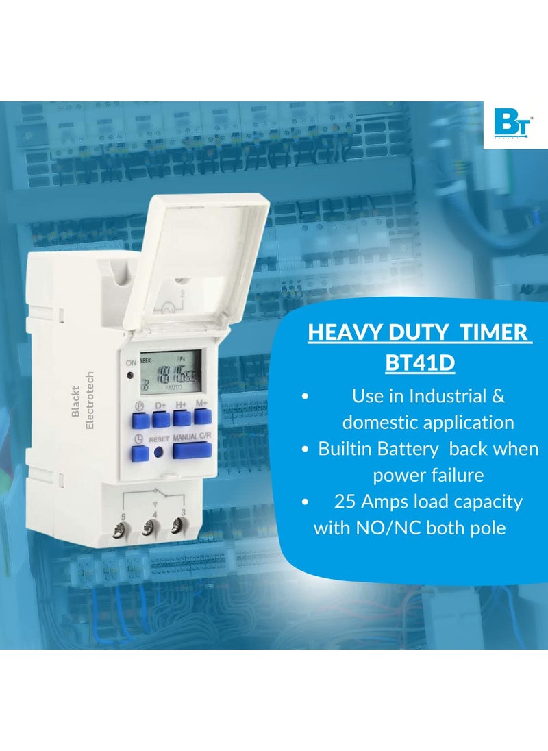 BlackT ElectroTech Blackt Electrotech BT41D 250VAC Digital LCD Display Programmable Control CounterTime Timer Relay Switch DIN Rail Type Warranty 6 Months  - Image 3