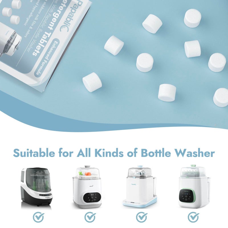 Papablic 60Pcs Official Detergent Soap Tablets for Baby Brezza, GROWNSY, Momcozy Bottle Washer Pro & Portable Bottle Warmer, Compact Travel-Friendly Packs Washing Block - Image 4