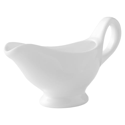 Cabilock Gravy Boat Ceramic Sauce Boat 10oz Serving Dispenser for Salad Dressings MilkWarmingCreamerBrothBlack PepperWhite - Image 1