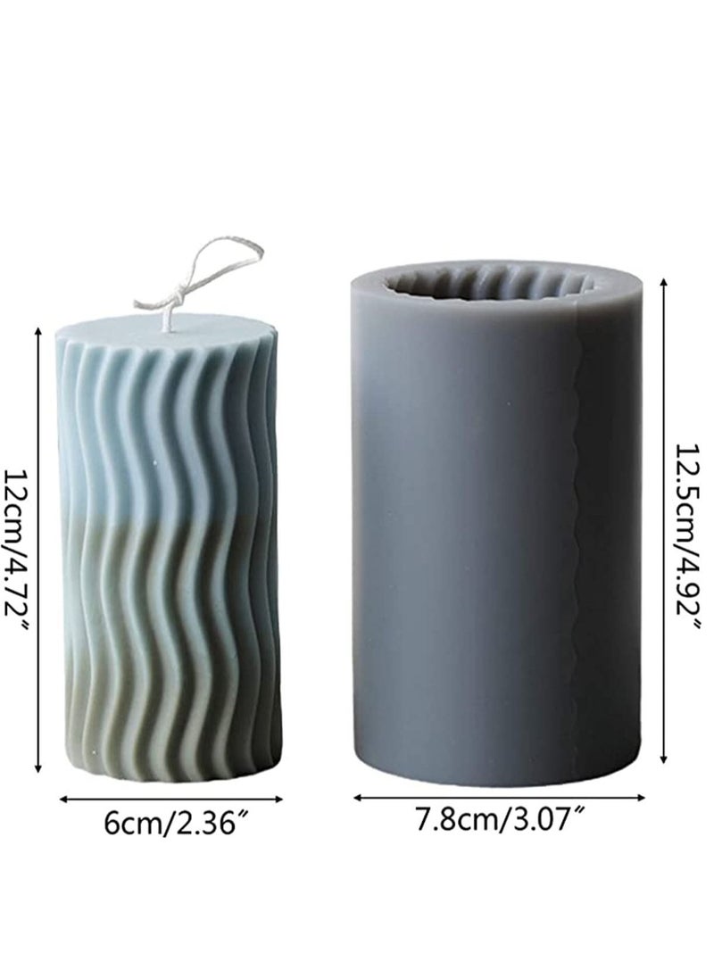 KASTWAVE 3d Cylinder Stripe Wave Candle Mold Silicone Clay Soap Mould For Making Beeswax Gift Home Decor Random Color Delivery  - Image 5