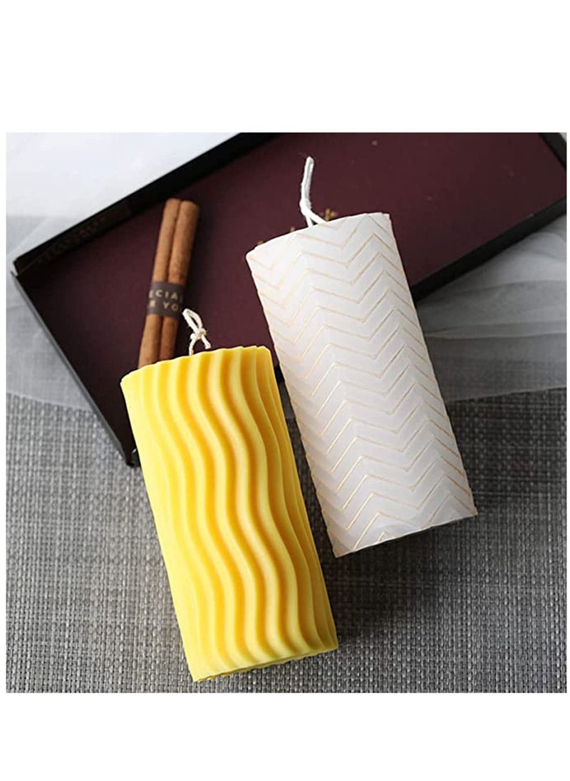 KASTWAVE 3d Cylinder Stripe Wave Candle Mold Silicone Clay Soap Mould For Making Beeswax Gift Home Decor Random Color Delivery  - Image 3