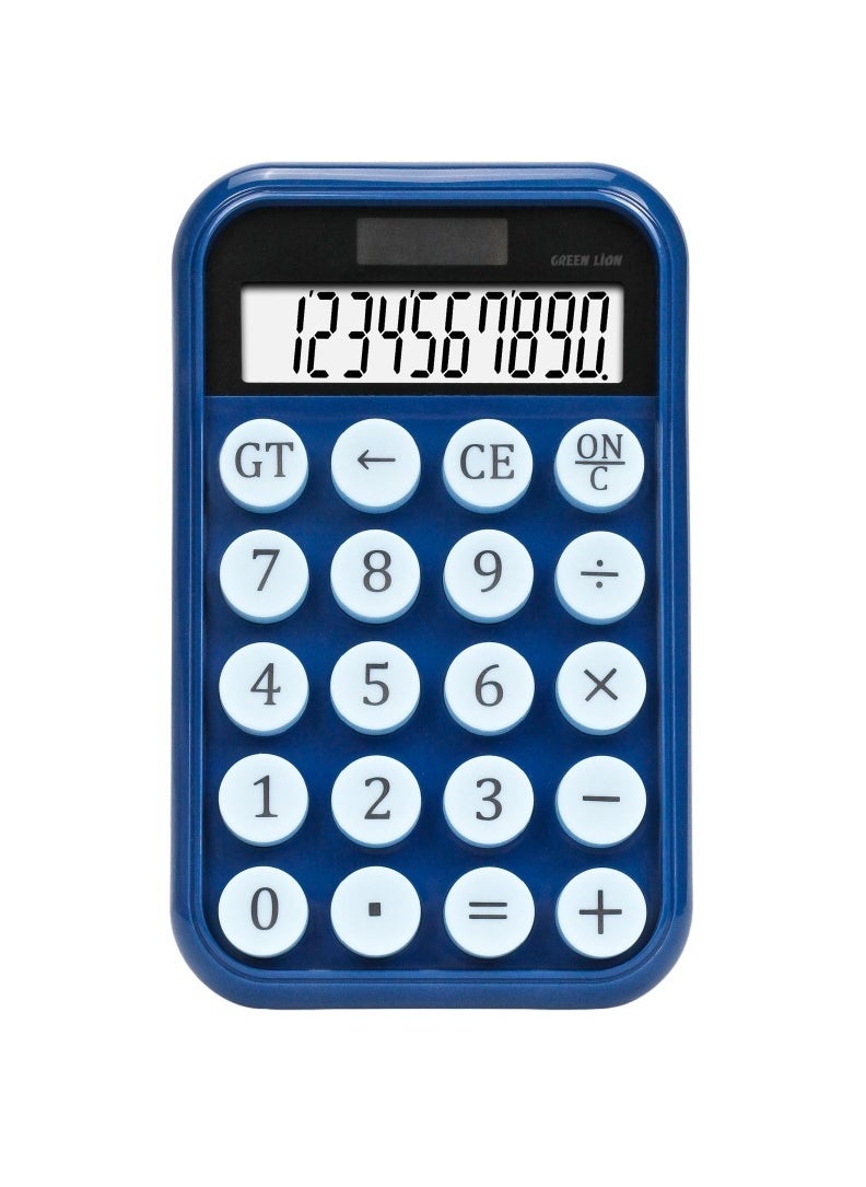 GREEN LION Pocket Calculator / Solar and Battery Dual Power / Auto Power Off / 10-Digit LCD Display / ABS Plastic Martial / Precision and Efficiency at Your Fingers - Blue  - Image 1