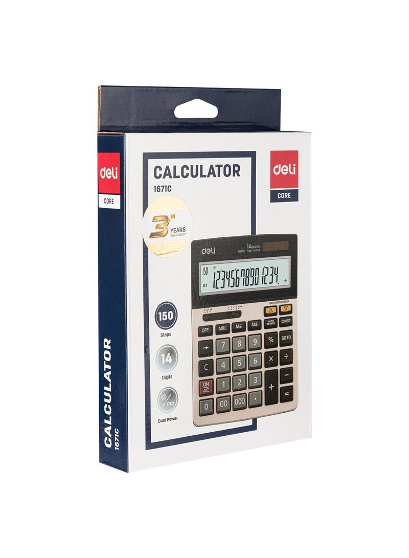 Deli 1-Piece Desktop Calculator With 14 Digit Display - Image 2