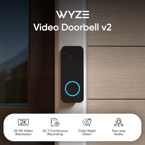 WYZE Video DOORBELL V2 Security Camera Black - Image 3