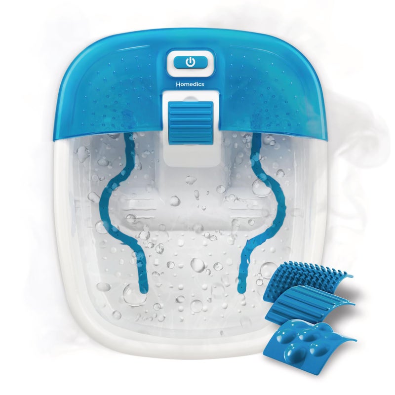 HoMedics حمام القدم هوميدكس بابل بليس ديلوكس مع تدليك حراري لقوس القدم، 3 ملحقات ضغط نقاط، واقي رذاذ، عقد مرتفعة تخلق فقاعات، تحسن الدورة الدموية، تهدئة العضلات المتعبة - Image 1