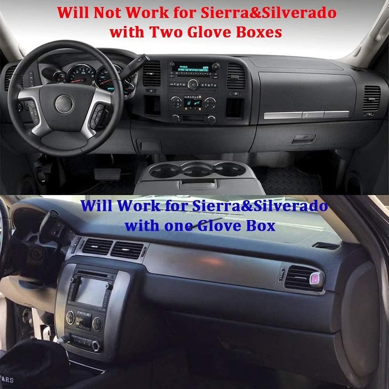 HanLanKa غطاء لوحة القيادة حصيرة لوحة القيادة مناسبة لسيارات 2007-2014 Chevy Chevrolet Tahoe Suburban، و 2007-13 Chevy Avalanche Silverado 1500 2500 3500 LTZ / 2007-13 GMC Sierra SLT Denali، و 2007-14 GMC Yukon XL (بيج) - Image 2