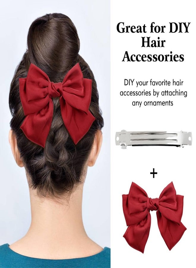 Cinaci 20 Pack 6cm/2.4" Simple Plain Blank DIY Caft Silver Metal French Hair Barrettes with Black Leather Cover Snap Hair Clips Clasps for Women Girls Teens Hair Accessories (2.4 Inch) - Image 3