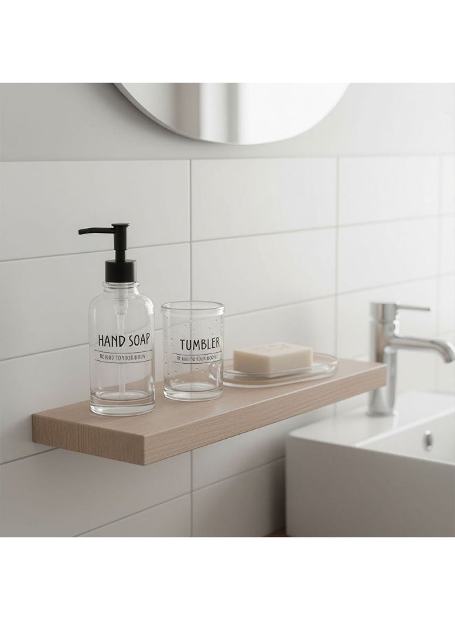 DANUBE HOME Adelyn 3-Pc Glass Minimalistic Bath Set - Clear Lotion Dispenser, Tumbler & Soap Dish - Modern Home Decor for Bathroom - Sleek & Elegant Design - Image 1