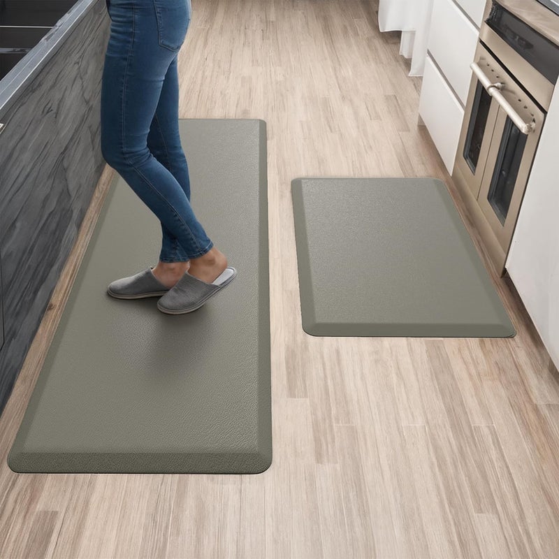 More Decor Anti Fatigue Kitchen Mats for Floor | Padded Kitchen Rugs | Non Slip, Cushioned Standing Desk Mat | Waterproof Floor Mat | 17.3" x 28" x 0.47" & 17.3" x 59" x 0.47", Grey, 2-Pack | More Décor - Image 1