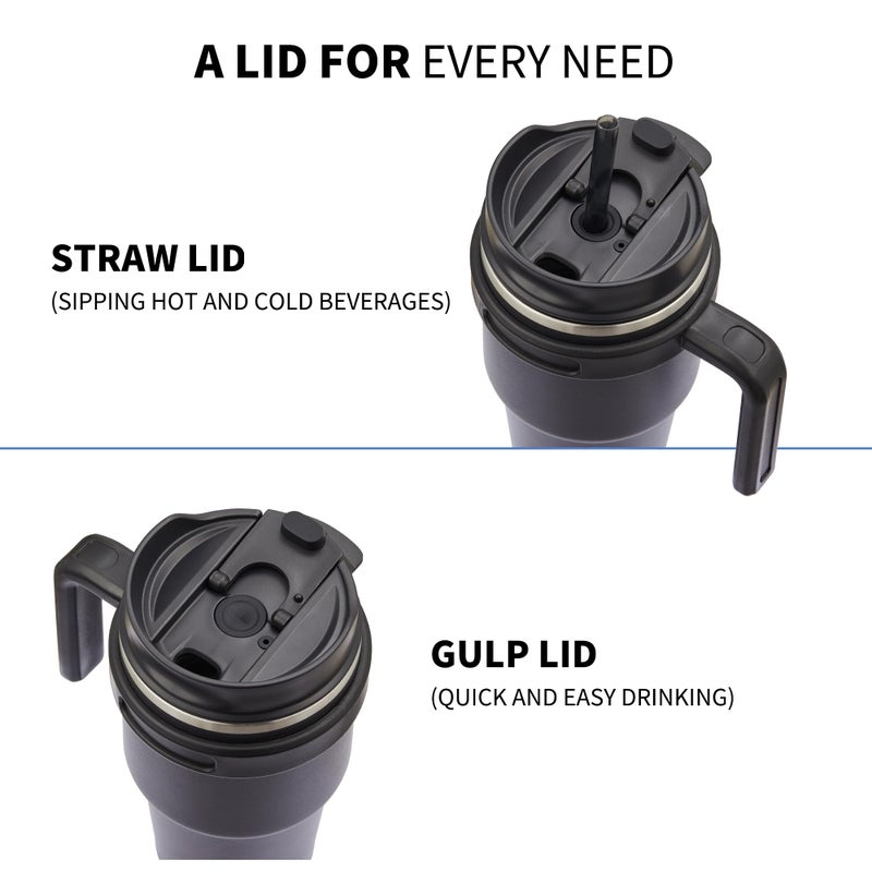 ALOUFEA 20 oz Insulated Coffee Mug Tumbler with Handle, Stainless Steel Travel Mug Tumbler with Lid and Straw,Double Wall Vacuum Leak Proof Ice Coffee Thermal Cup, Dark Rainbow - Image 3