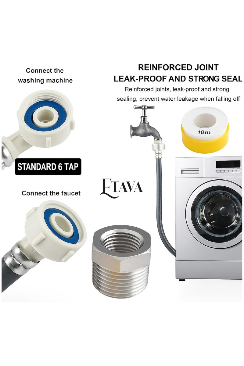 ETAVA Washing Machine Inlet Hose Pipe 3 Meter – Universal Water Supply Connector – Heavy Duty, Leak-Proof & Durable – Flexible PVC Pipe with CP Reducer Bush – Compatible with All Washing Machine Brands - Image 3