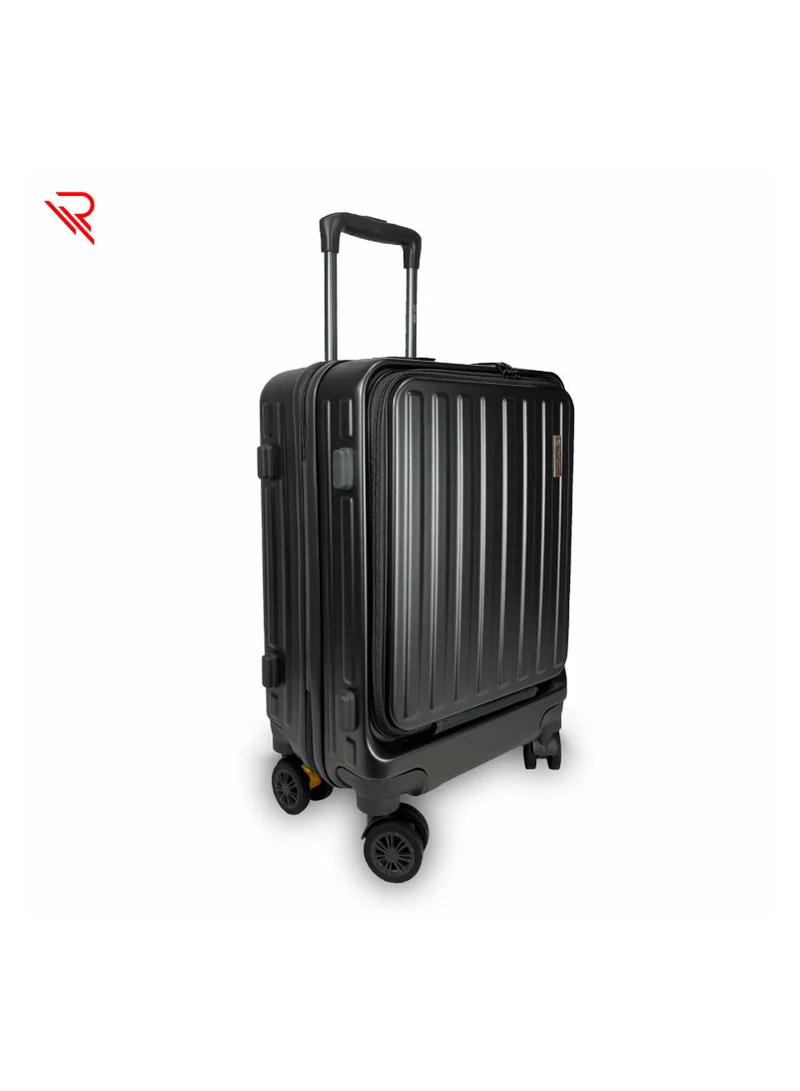 Reflection REFLECTION Premium Quality Business Travel Carry On Hardside Luggage with Front Open Laptop Compartment and 4 Spinner Wheels, Grey, 20 inches