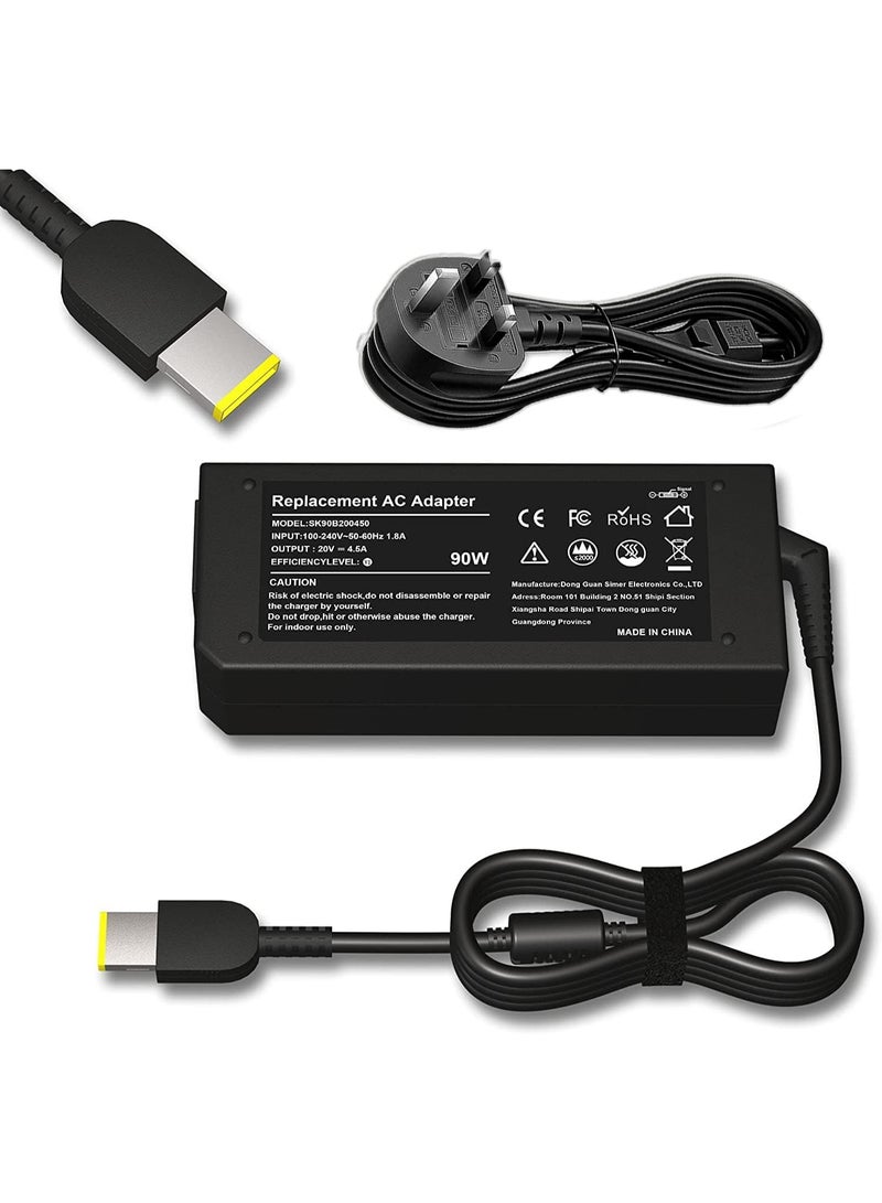 AC Adapter 90W 20V 4.5A Laptop Charger for Lenovo ThinkPad X1 Carbon T440 E431 G410 45N0237 45N0236 45N0239 344428U ThinkPad T431s Z510 PA-1900-081 0B46994 0B46995 Yoga 11s Flex 14 15D Power Cord - Image 1