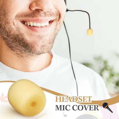 Innconee 20 Mini Size Headset Windscreen Microphone Foam Cover Small Lapel Mic Sponge Pop Filter Replacement for Hole Ear-Hook Other Headset Microphones (2 x 15 mm,Skin Color) - Image 5
