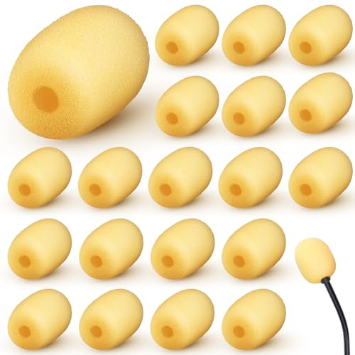 Innconee 20 Mini Size Headset Windscreen Microphone Foam Cover Small Lapel Mic Sponge Pop Filter Replacement for Hole Ear-Hook Other Headset Microphones (2 x 15 mm,Skin Color) - Image 1