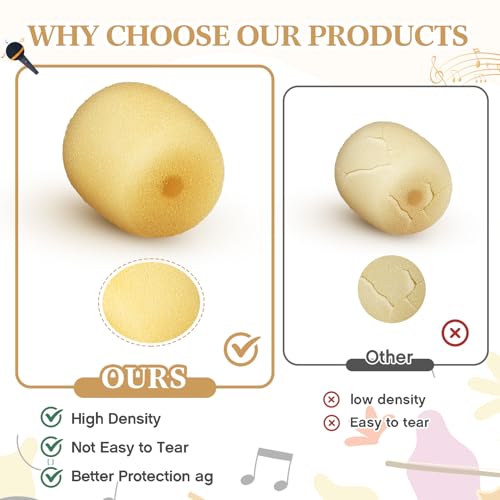 Innconee 20 Mini Size Headset Windscreen Microphone Foam Cover Small Lapel Mic Sponge Pop Filter Replacement for Hole Ear-Hook Other Headset Microphones (2 x 15 mm,Skin Color) - Image 4