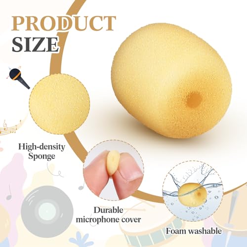 Innconee 20 Mini Size Headset Windscreen Microphone Foam Cover Small Lapel Mic Sponge Pop Filter Replacement for Hole Ear-Hook Other Headset Microphones (2 x 15 mm,Skin Color) - Image 3