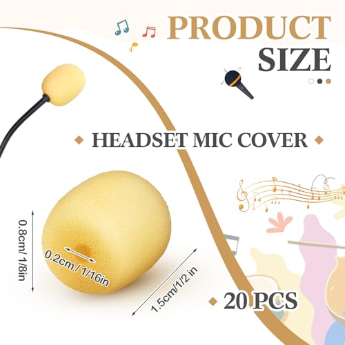 Innconee 20 Mini Size Headset Windscreen Microphone Foam Cover Small Lapel Mic Sponge Pop Filter Replacement for Hole Ear-Hook Other Headset Microphones (2 x 15 mm,Skin Color) - Image 2