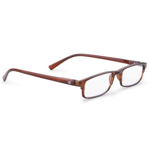 AEC Core Unisex Reading Glasses | Full Rim Rectangular Fibre Frame | Lightweight Eyewear | Includes Soft Sleeve Case (Brown, +3.00) - Image 5