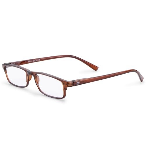 AEC Core Unisex Reading Glasses | Full Rim Rectangular Fibre Frame | Lightweight Eyewear | Includes Soft Sleeve Case (Brown, +3.00) - Image 1