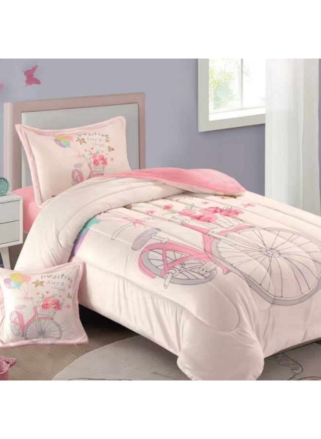 SMART HOME Luxurious 4-piece winter children's bedspread set - one side velvet and one side soft faux fur with a modern and comfortable design - suitable warm bedspread set - luxurious winter bedspread for home or gifts - size 170×230 cm (bedspread with filling) - Image 2