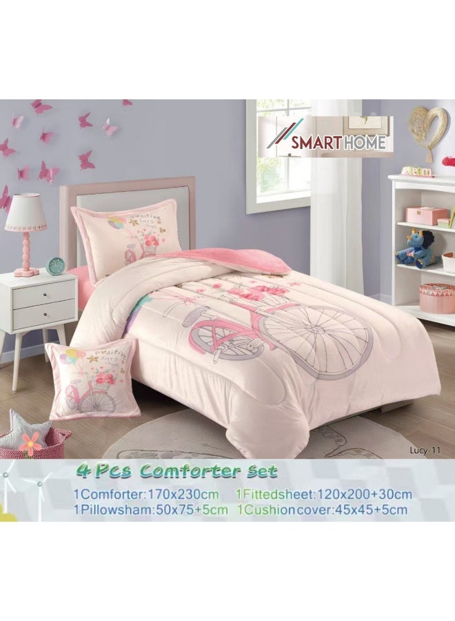 SMART HOME Luxurious 4-piece winter children's bedspread set - one side velvet and one side soft faux fur with a modern and comfortable design - suitable warm bedspread set - luxurious winter bedspread for home or gifts - size 170×230 cm (bedspread with filling) - Image 3